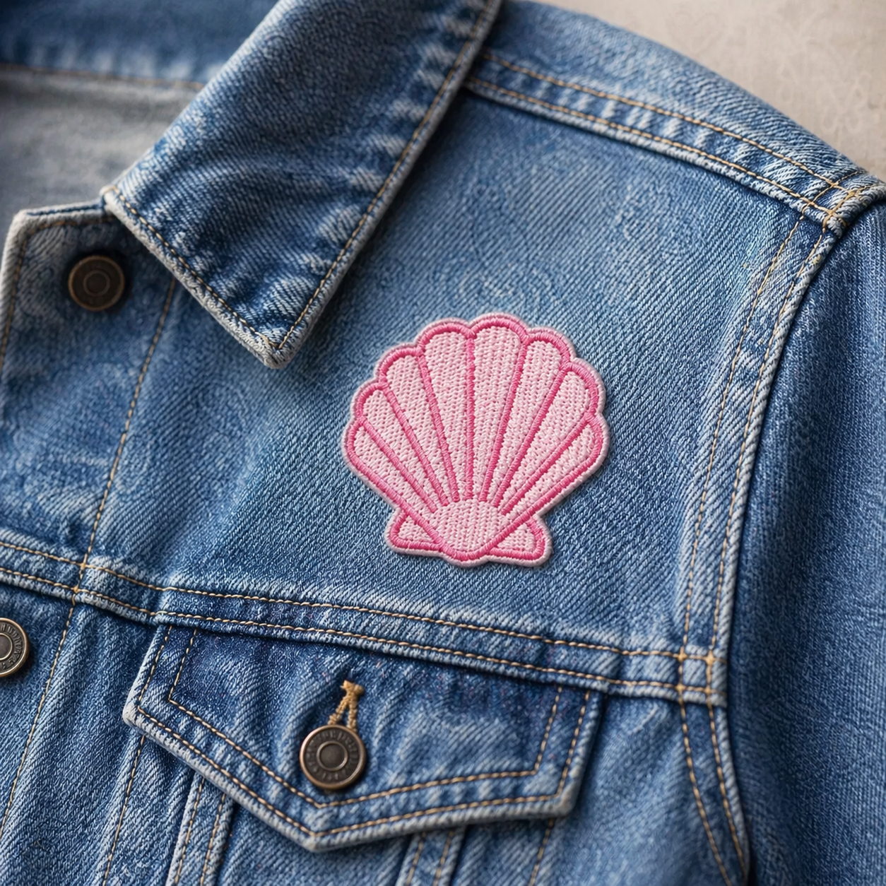 Snäcka Rosa - Strykbart tygmärke