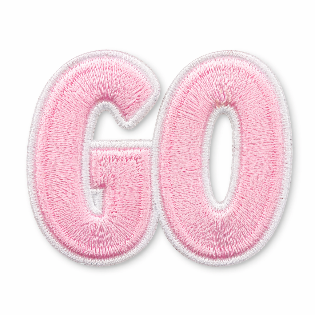 Go Märke Rosa - Strykbart tygmärke