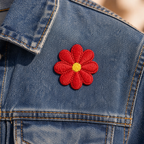 Blomma Röd - Strykbart tygmärke