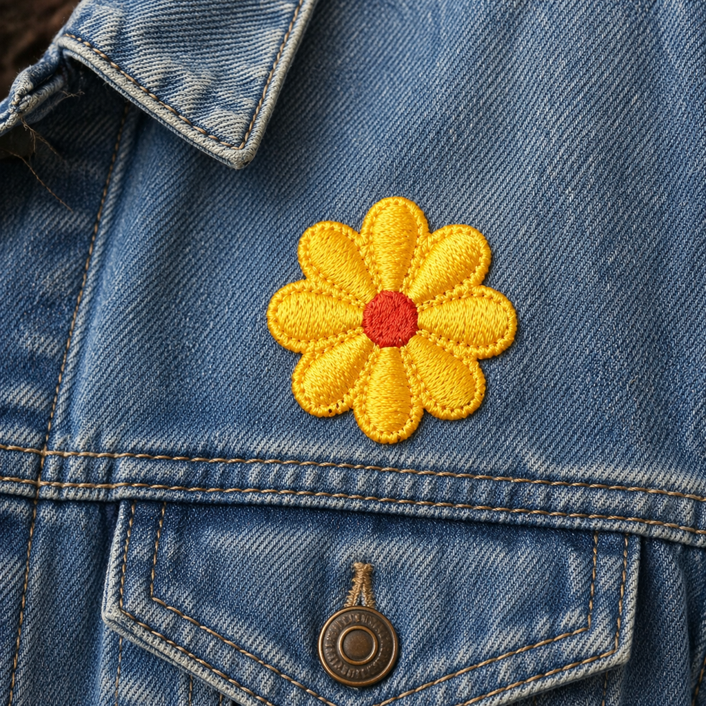 Blomma Gul - Strykbart tygmärke
