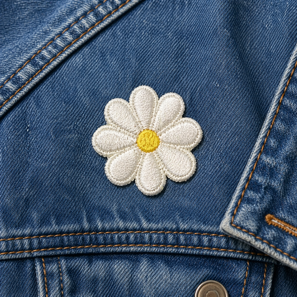 Blomma Beige - Strykbart tygmärke