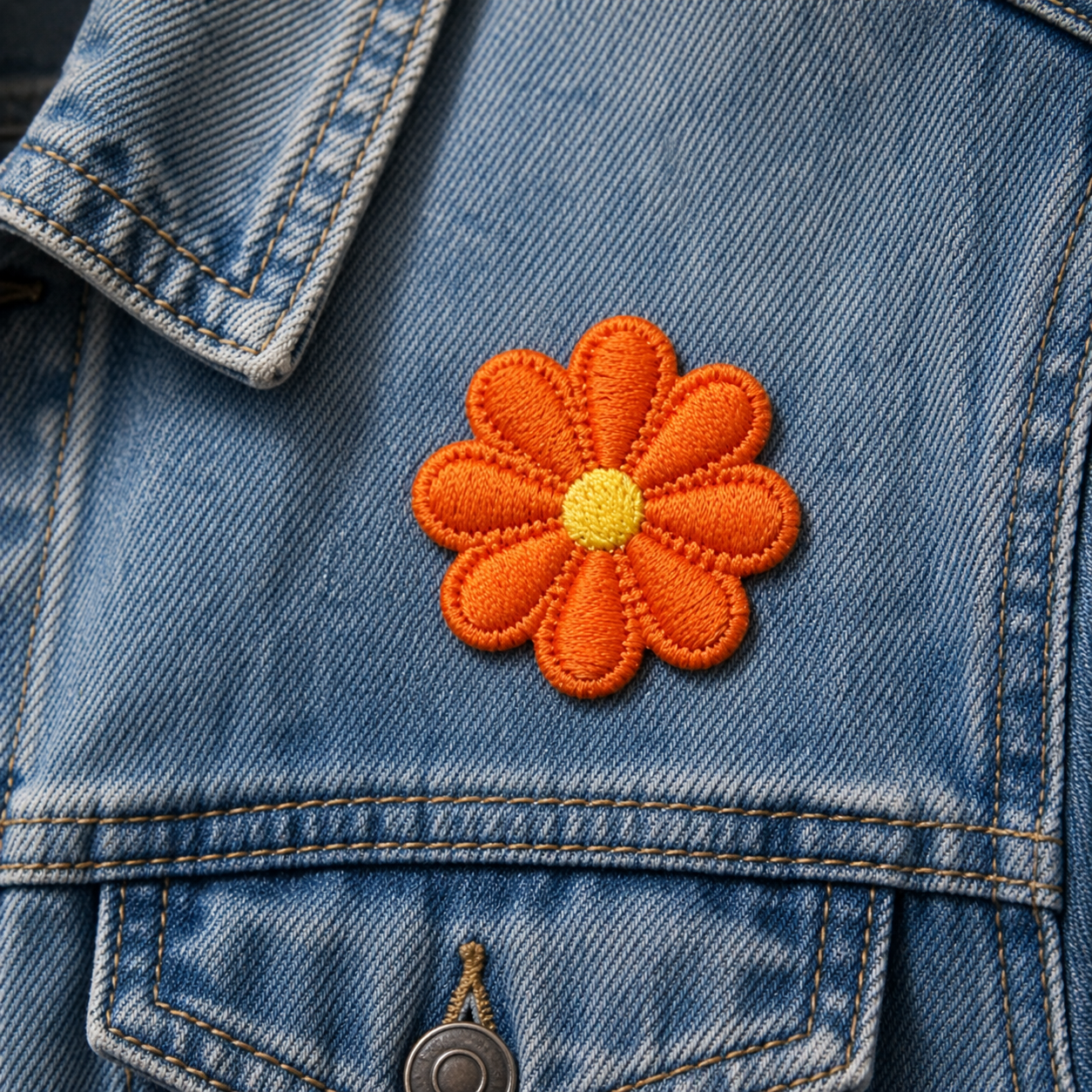 Blomma Orange - Strykbart tygmärke