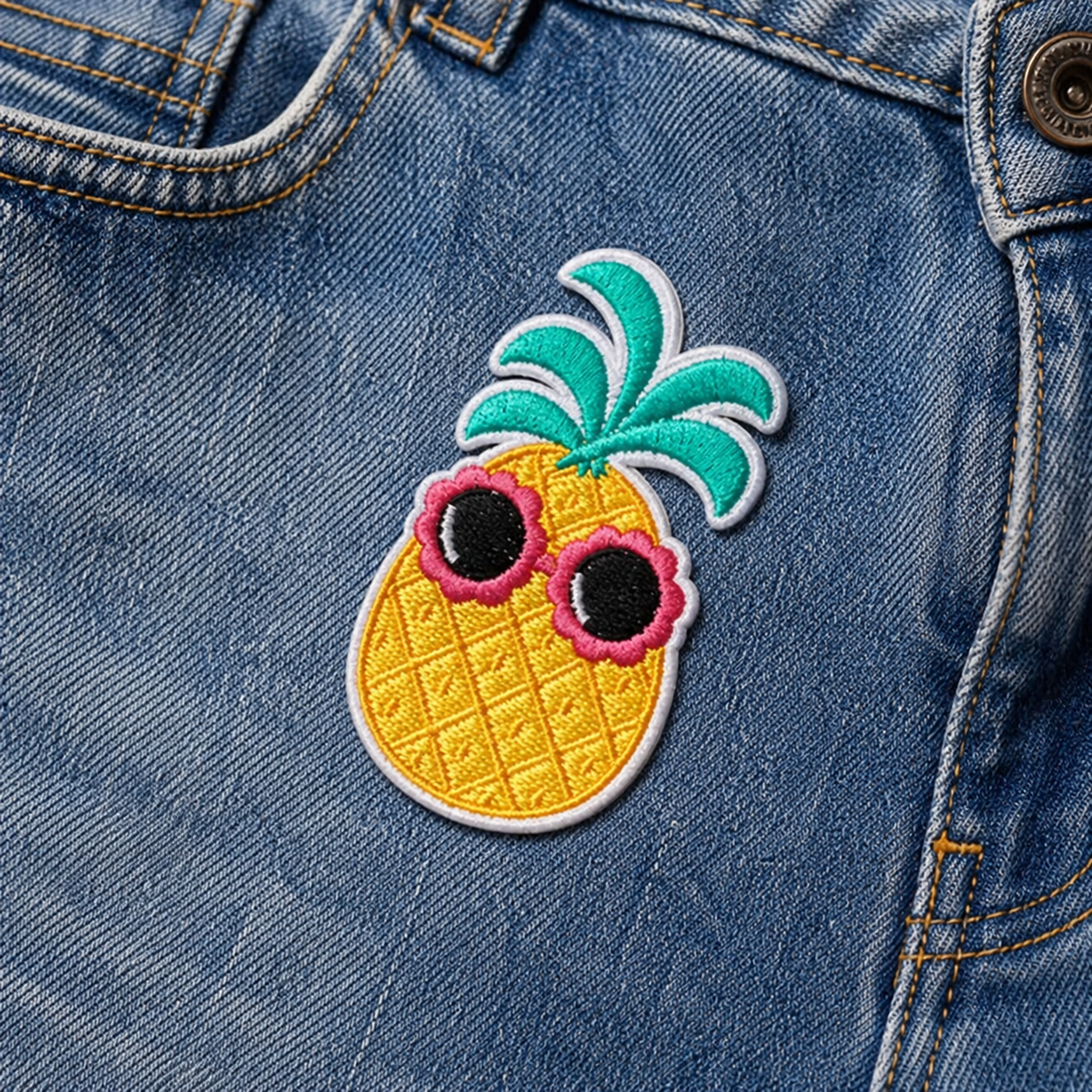 Ananas Glasögon - Strykbart tygmärke