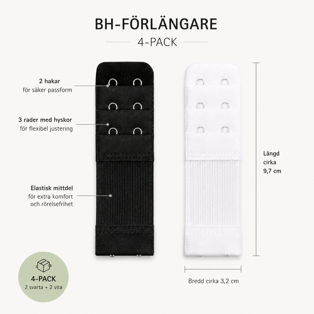 BH-förlängare 4-pack – mer plats i omkretsen på sekunder