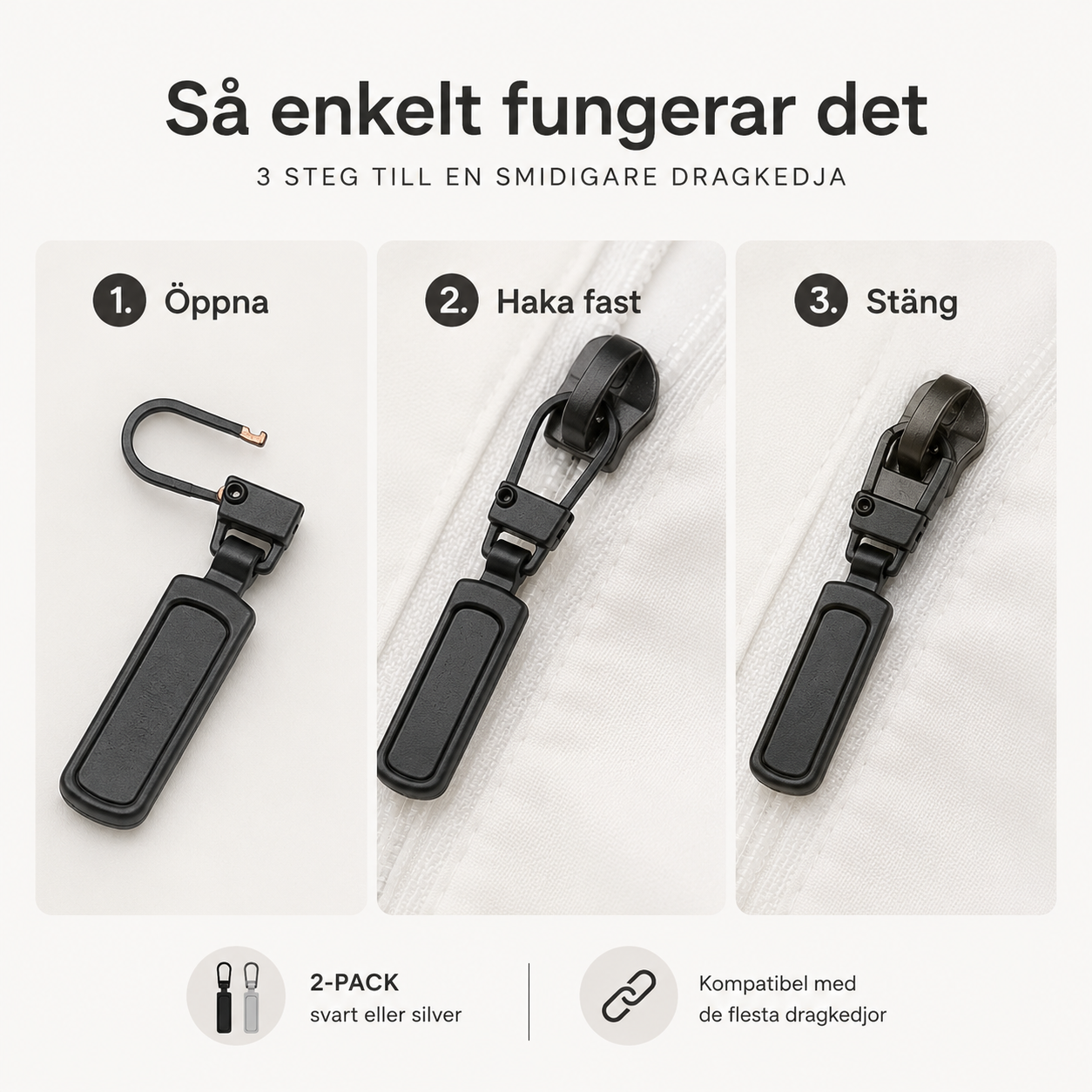 Blixtlåshänge – laga trasig dragkedja på sekunder