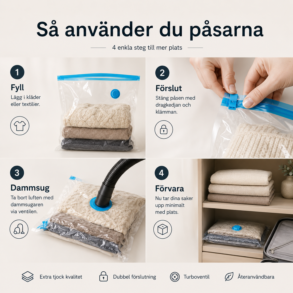 Vakuumpåsar för kläder och textilier – 50×70 cm, 2-pack