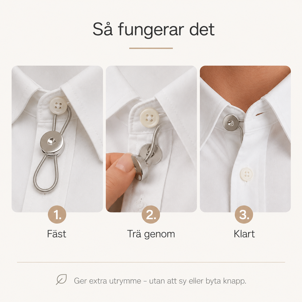 Flexiknappar 6-pack – mer utrymme i krage, manschett och midja