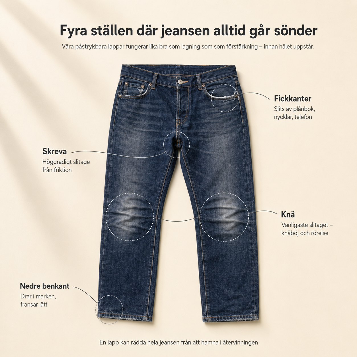 Påstrykbara laglappar för jeans
