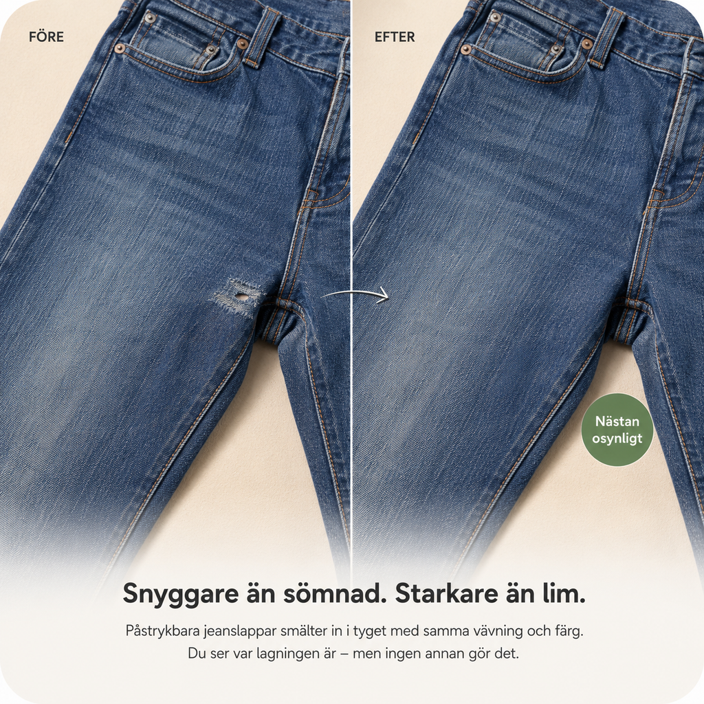 Stryge-på reparationsplastre til jeans